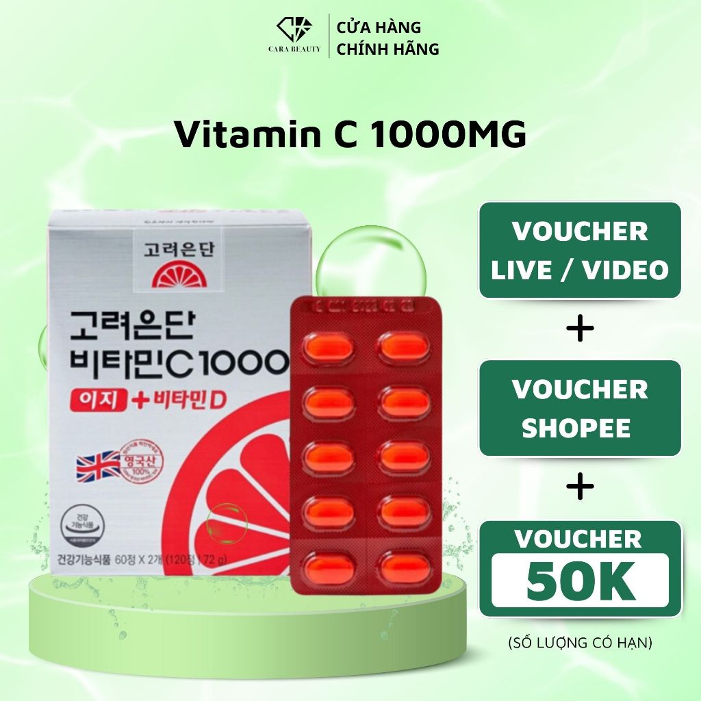 Viên uống Vitamin C 1000mg Eundan Yuhan Hàn Quốc trắng da, tăng cường hệ miễn dịch