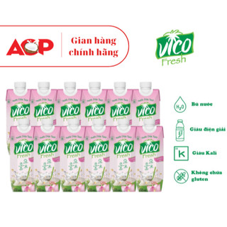 Nước Dừa ACP Vico Fresh Hương Vị Sen - Combo 12 Hộp Nước Dừa 330ml