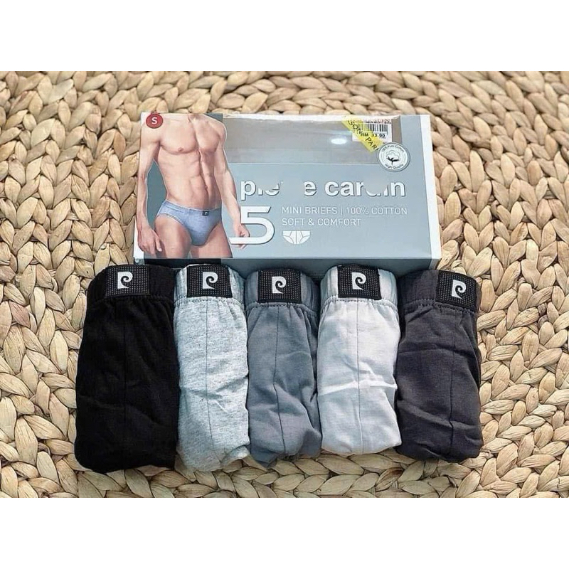 [SẴN] Sét 5 quần sịp Pierre Cardin auth sale ( hãng mix ngẫu nhiên màu ), Quần lót nam, quần sịp tam