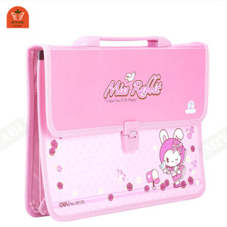 Cặp học thêm cho bé Deli màu xanh  hồng cute - cặp học thêm học sinh - MIYABI STORE