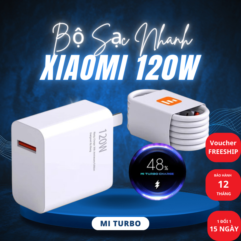 Bộ Sạc Nhanh Xiaomi 33W 67W 120W Mi Charge Turbo Siêu nhanh USB to Type C Bảo Hành 12 Tháng