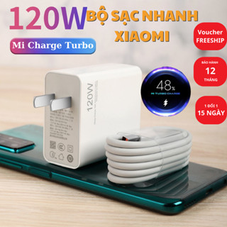 Bộ sạc nhanh Xiaomi 120W, Củ sạc + Cáp sạc nhanh USB to Type C cho Xiaomi Samsung Oppo Vivo Hàng Xịn