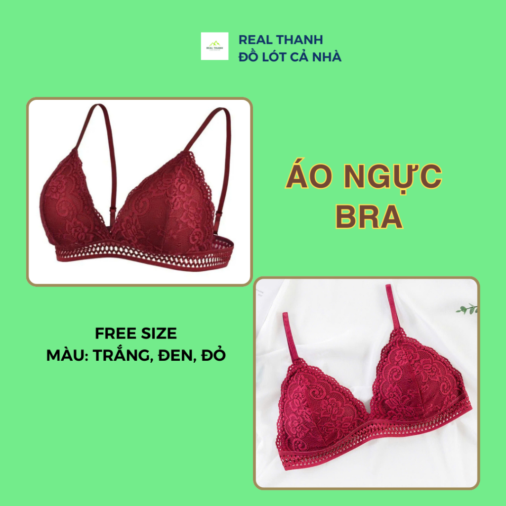 Áo ngực bra Real Thanh áo lót ren hoa kiểu nội y không gọng có lót mút mỏng với thiết kế trẻ trung M