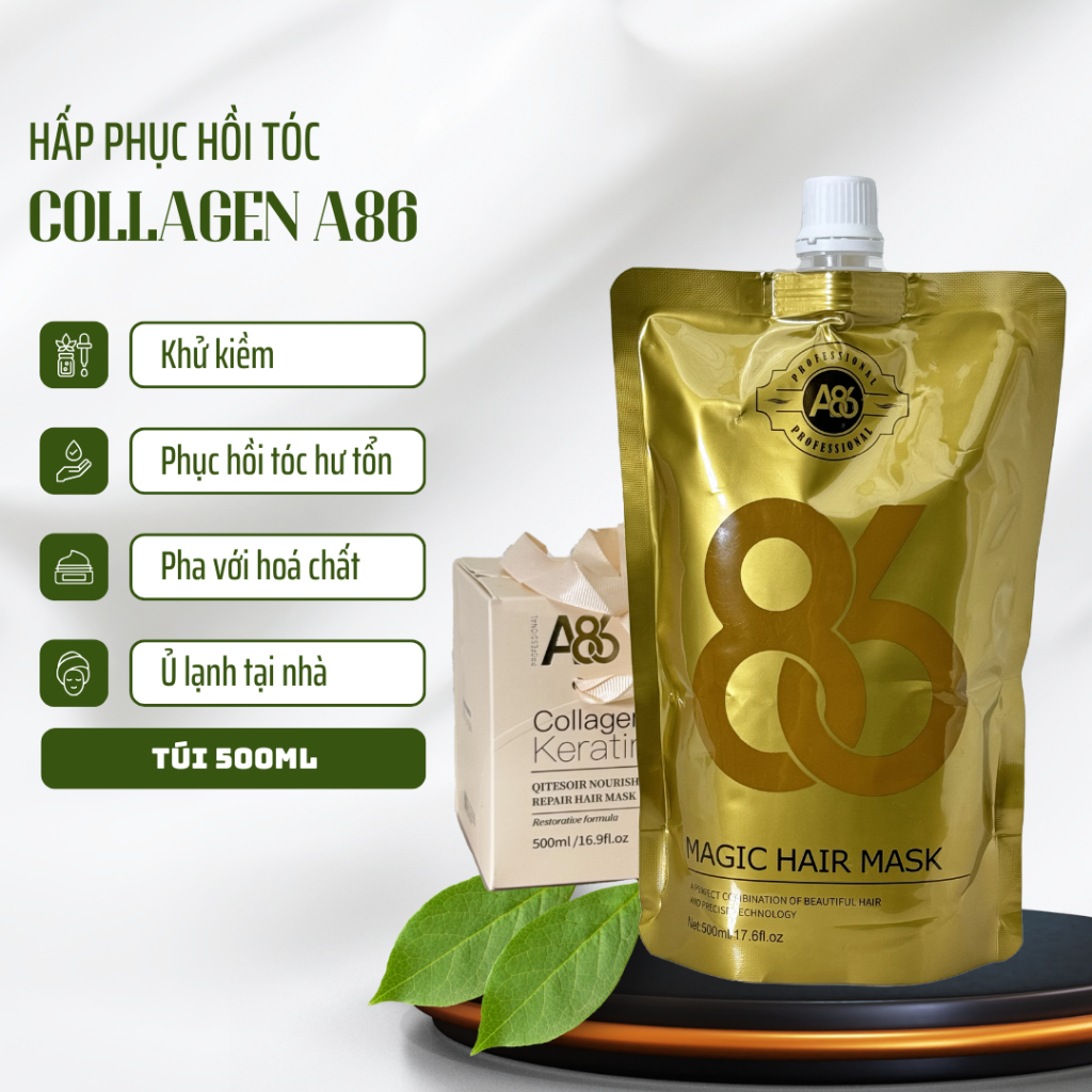 Kem ủ tóc A86 phục hồi tóc hư tổn khô sơ gãy rụng không chứa Silicon dung tích 500ml