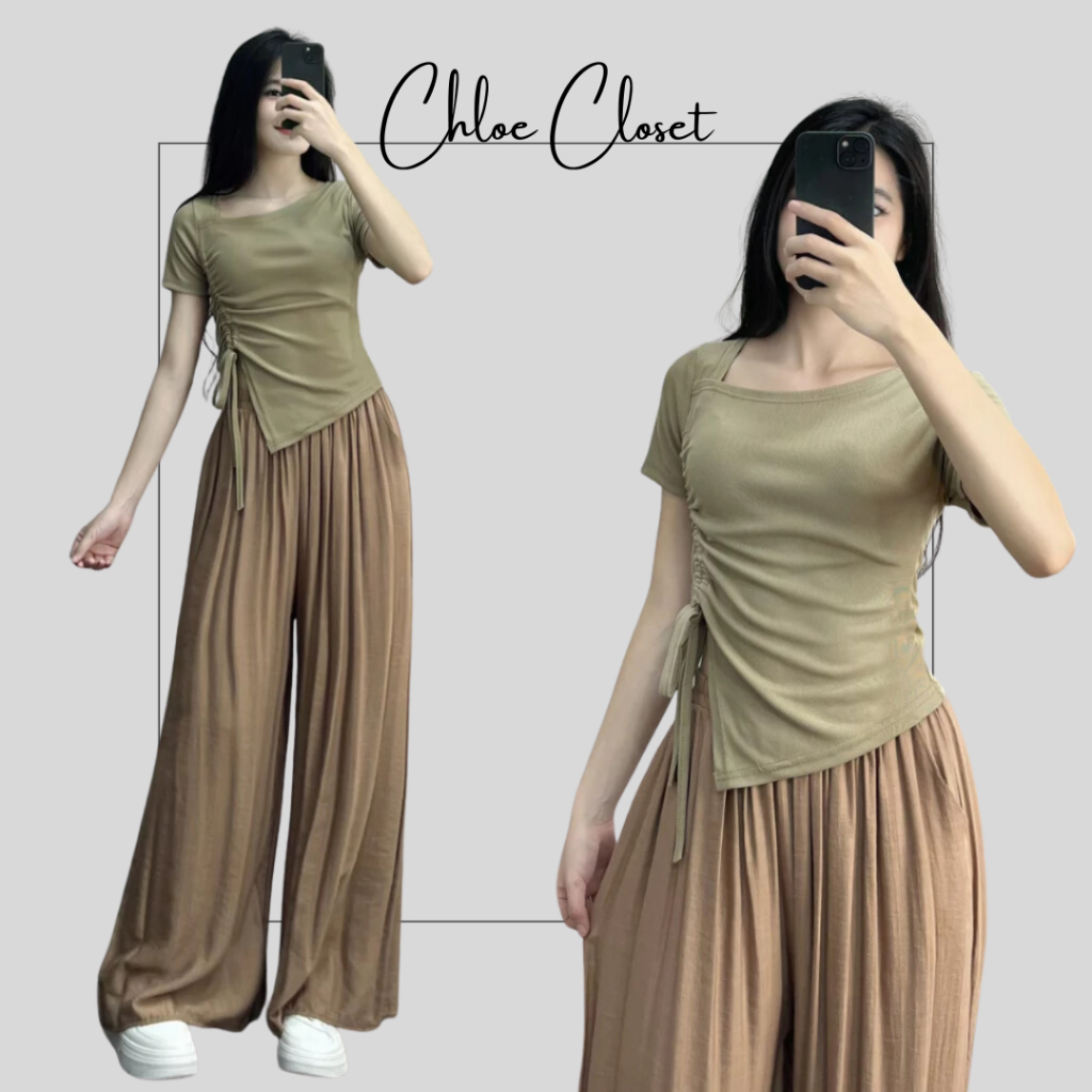 Áo Thun Cổ Lệch BigSize Rút Dây Bên Hông, Áo Thun Cổ Lệch Vạt Chéo Rút Dây BigSize 285 | BigBuy360 - bigbuy360.vn