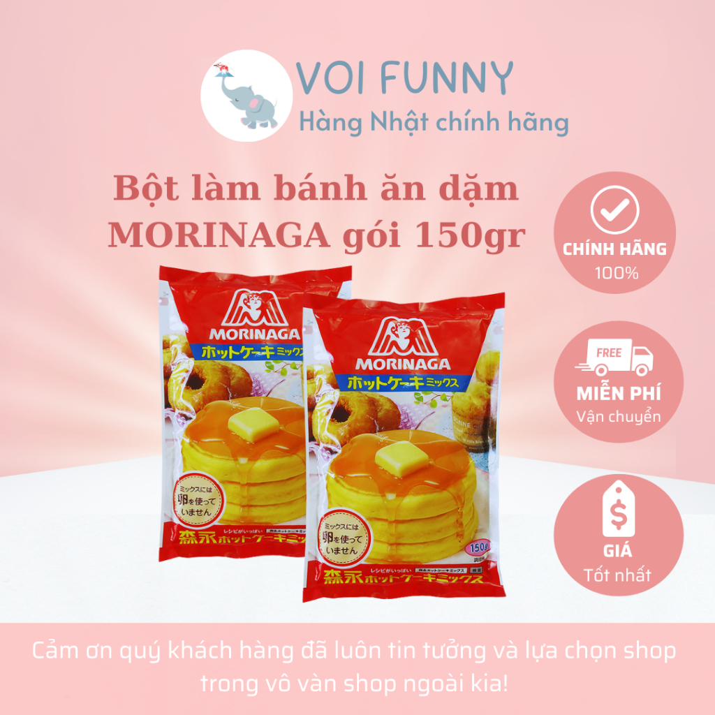 [CHÍNH HÃNG] - Bột làm bánh Morinaga gói 150gr ăn dặm Pancake/Hotcake cho bé date T9/2026