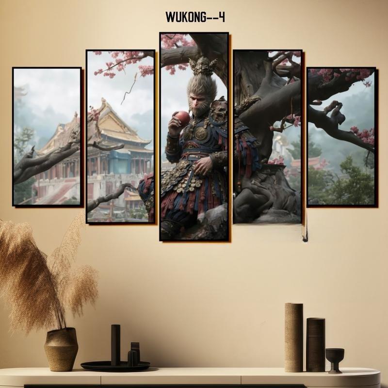 Tranh formex dán tường bộ 5 WUKONG decor phòng- chất liệu formex tráng gương