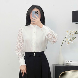 Áo Sơ Mi Nữ CCHAT Dáng Suông Kiểu Jenni Cổ Trụ Chất Liệu Voan Mềm Mại 24FDV8036ST