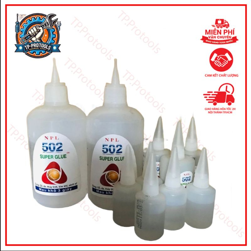 Keo 502-50ml, 100ml, 200ml, 500ml-keo dán đa năng siêu dính con voi chai dán sắt, dán gỗ, dán giày