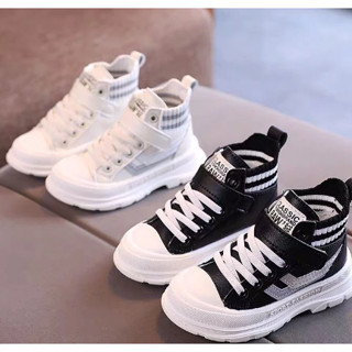 Giày thể thao bé gái bé trai kiểu dáng giày cao cổ bốt đẹp cho bé chun da PU ca tính quai dán cho bé từ 1 tuổi F35