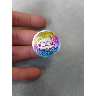 Tem logo tròn Mèo thần tài Titan