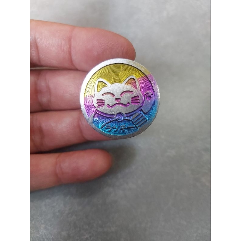 Tem logo tròn Mèo thần tài Titan