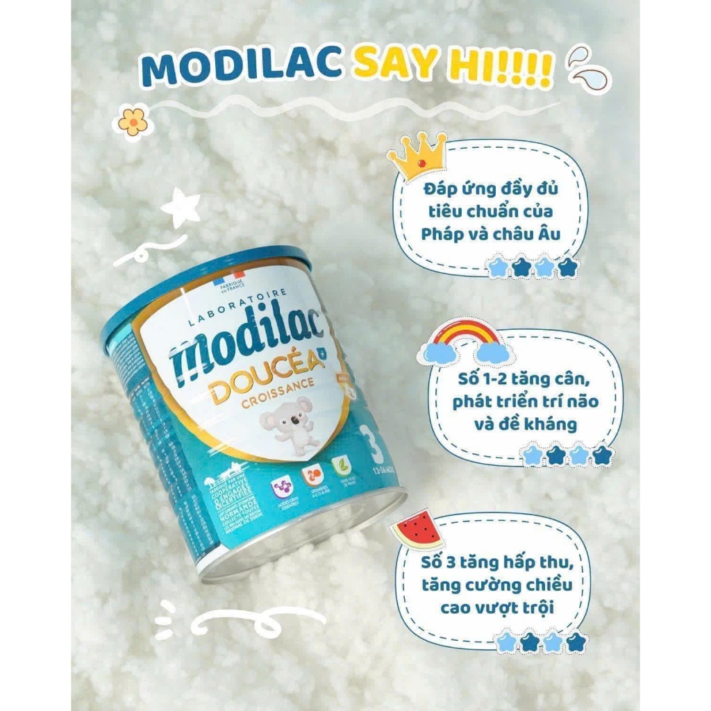 Sữa MODILAC DOUCEA nội địa Pháp Đủ Số 1,2 ,3 - Phát Triển Toàn Diện - Lon 800g