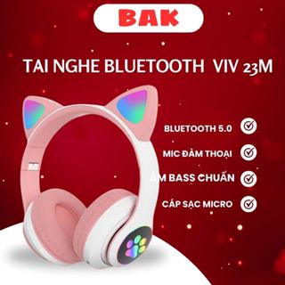 SU23 Tai nghe bluetooth BAK VIV -23M  tai mèo có mic