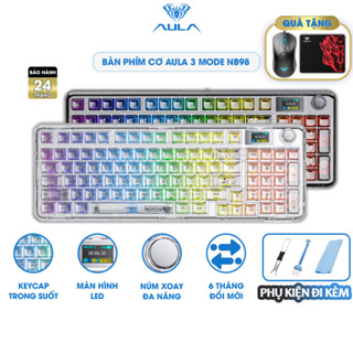 Bàn Phím Cơ 3 Mode AULA F-NB98 Gaming Có Màn Hình Led Núm Xoay Keycap Trong Suốt Led RGB Chơi Game