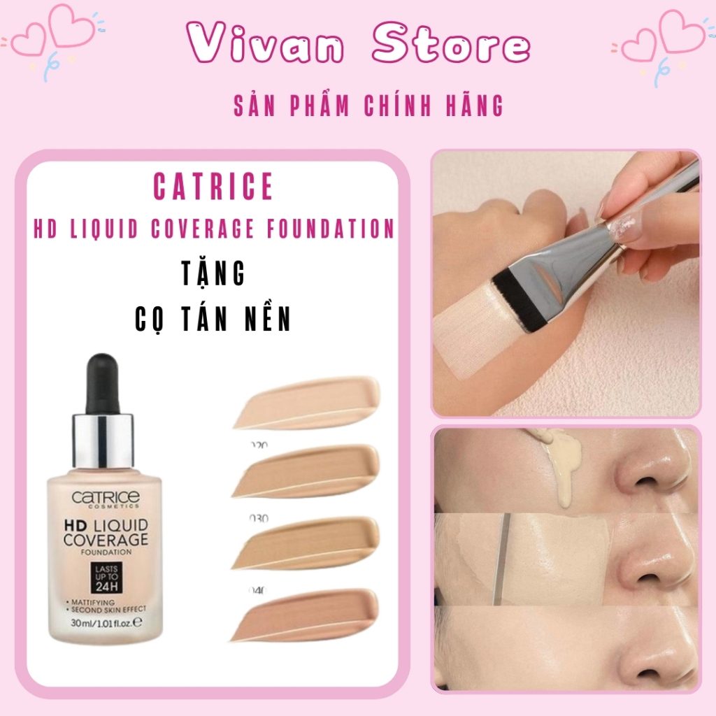 [Tặng cọ tán nền] Kem Nền Catrice Che Phủ Tự Nhiên HD Liquid Coverage Foundation chính hãng(30ml)
