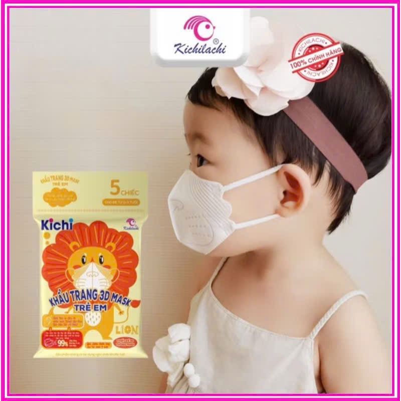 Set 5 khẩu trang cho bé Kichilachi 3D Mask Kháng Khuẩn An Toàn