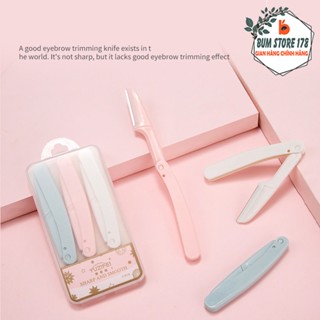 Bộ 3 Dao Cạo Chân Mày Mini Thiết Kế Nhỏ Gọn Có Thể Gập Lại, Hộp Dao Tỉa Mày Gấp Gọn Không Trầy Xước