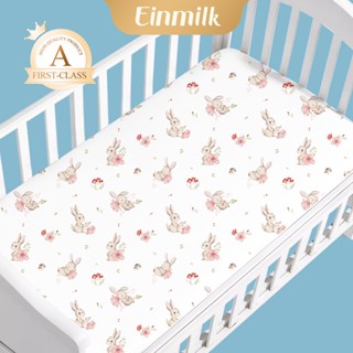 Einmilk Tấm trải giường cũi trẻ em 100% cotton thoáng khí mềm mại, mép dưới sâu hơn QCCS320