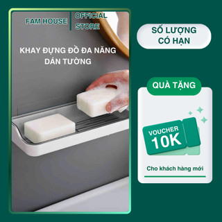 Kệ đựng miếng rửa chén cao cấp, khay đựng đồ nhà tắm, kệ đựng đồ nhà bếp dán tường đa năng