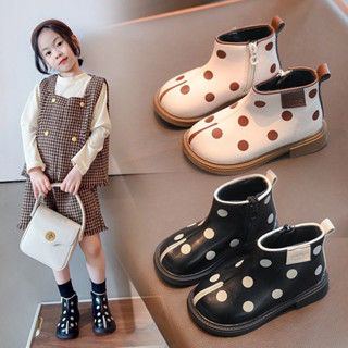 giày bé gái bốt châm bi cho bé da bóng mềm có khóa kéo cổ thấp đế đi đế chống trượt mẫu mới nhất năm QCCC full hộp 672