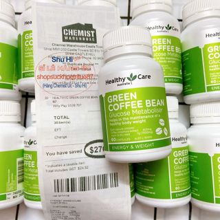 Viên uống giảm cân an toàn từ thiên nhiên 60 viên - Healthy Care Green Coffee Bean - Úc
