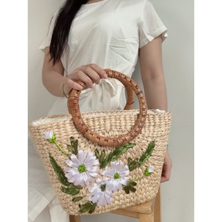 Giỏ lục bình macna quai mây ( Kt: 34x15xh22/32cm)