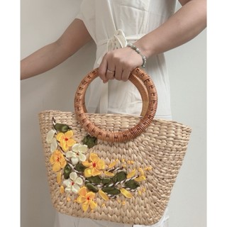Giỏ lục bình macna quai mây ( Kt: 34x15xh22/32cm)