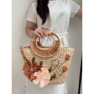 Giỏ lục bình macna quai mây ( Kt: 34x15xh22/32cm)