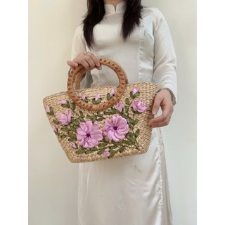 Giỏ lục bình macna quai mây ( Kt: 34x15xh22/32cm)