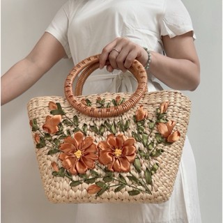 Giỏ lục bình macna quai mây ( Kt: 34x15xh22/32cm)