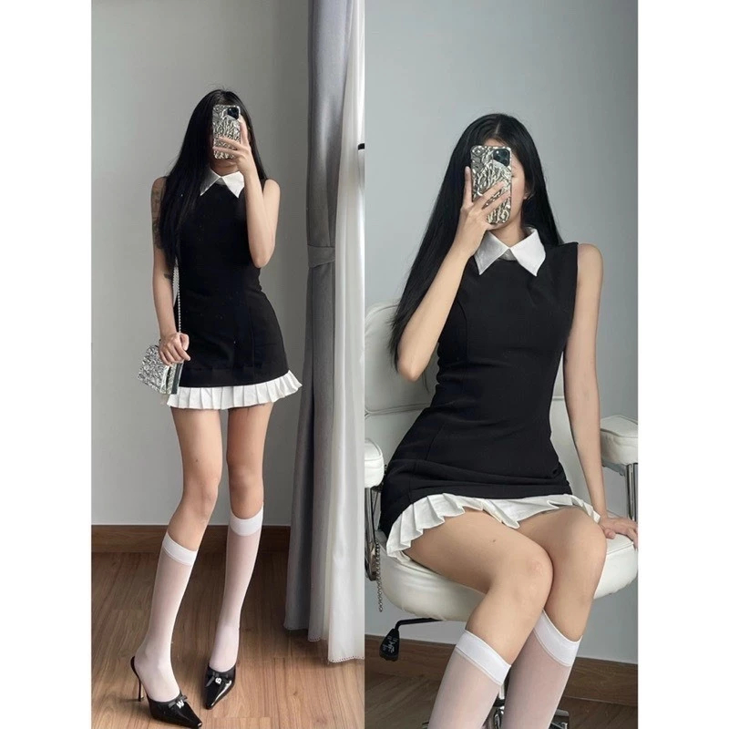 Set váy nữ , Váy polo cổ bể nữ siêu xinh cá tính, lịch sự sang trọng, mặc đi dự tiệc phối váy xếp ly BUN222 | BigBuy360 - bigbuy360.vn