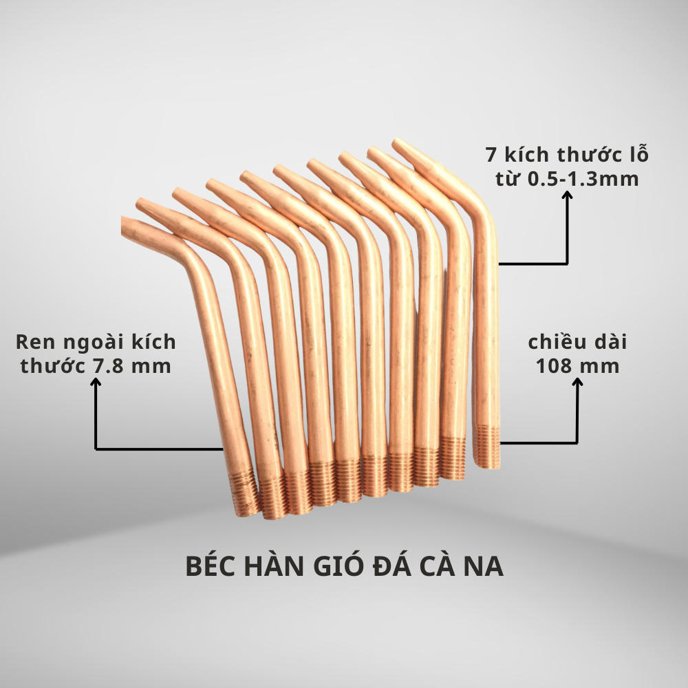 Béc Hàn Cổ Cong – Béc Hàn Gió Đá, Chịu Nhiệt, Dòng Khí Tập Trung, Phù Hợp Máy Hàn Công Nghiệp