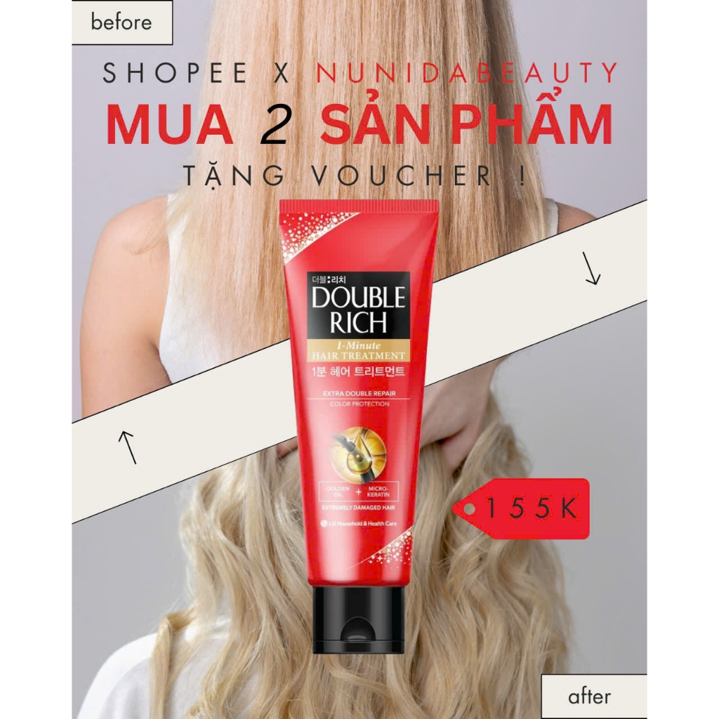 [[ Double Rich ]] 2 SET Kem Xả Double Rich 1-Minute Hair Treatment Chăm Sóc Chuyên Sâu Dành Cho Tóc 