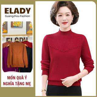 Áo len trung niên nữ AD1002, Áo len cho mẹ cho bà cổ 3 phân tay dài Quảng châu L1  kiểu dáng sang trọng , chất dày đẹp