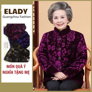 Áo khoác trung niên nữ AD1031, Áo khoác ấm cho người già Hàng Quảng Châu , vải nhung lót lông cho mẹ cho bàr