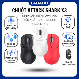 Chuột Bluetooth Chuột Máy Tính Không Dây Gaming Siêu Chip PAW3395 Attack Shark X3 Cảm Biến 3 Chế Độ