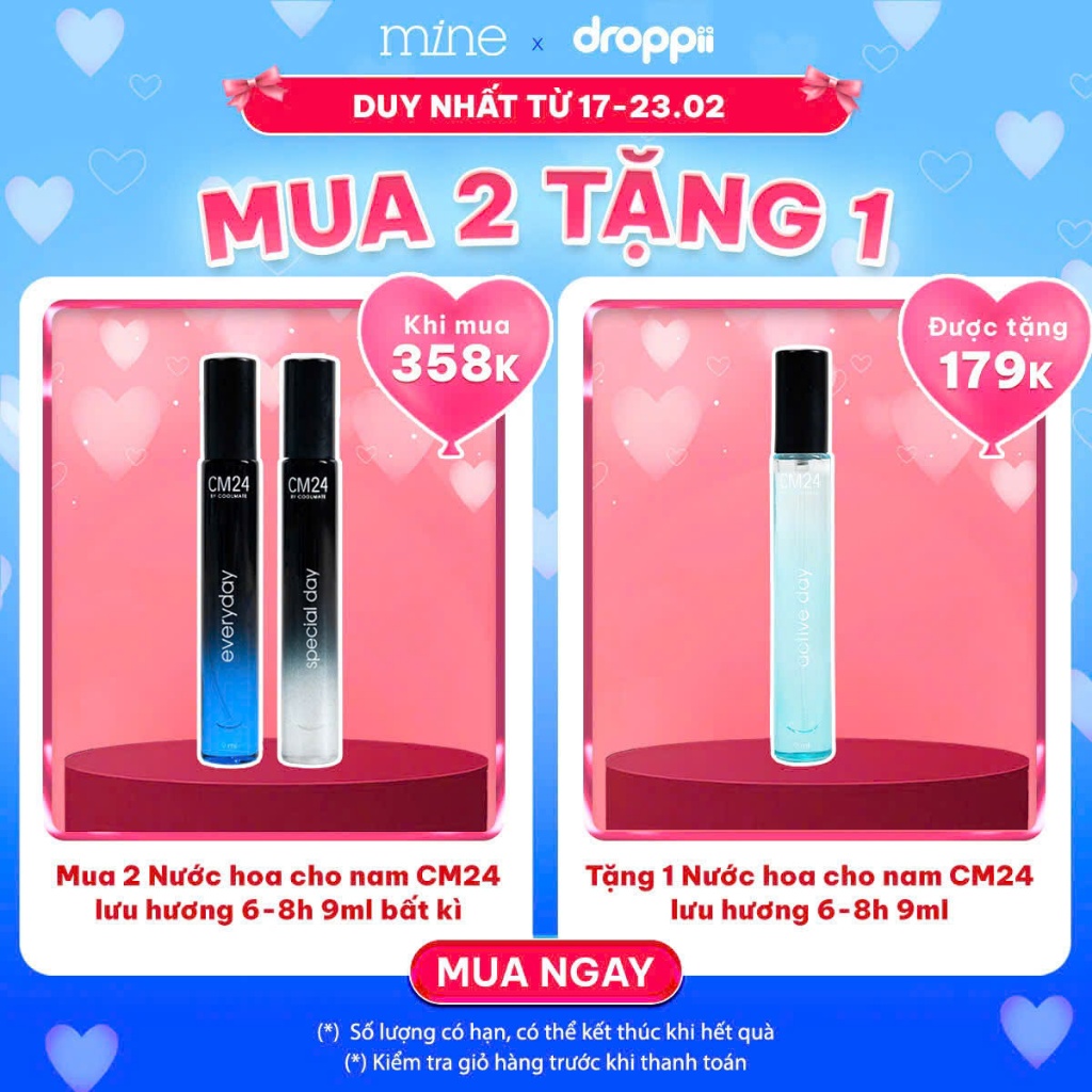 [Mua 2 tặng 1 đến hết ngày 23.2.2025]Nước hoa CM24 by Coolmate Active day 9ml phù hợp khi chơi thể t