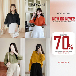 MYAN DESIGN Áo Sơ Mi Lụa Dáng Rộng Cổ Đức Đuôi Tôm Basic Màu Trơn Trendy Nhiều Màu Avn032427