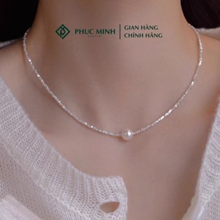  Dây chuyền bạc nữ PMJ vòng cổ bạc xoắn mặt ngọc trai Paula Phúc Minh Jewelry PMJS0468D 