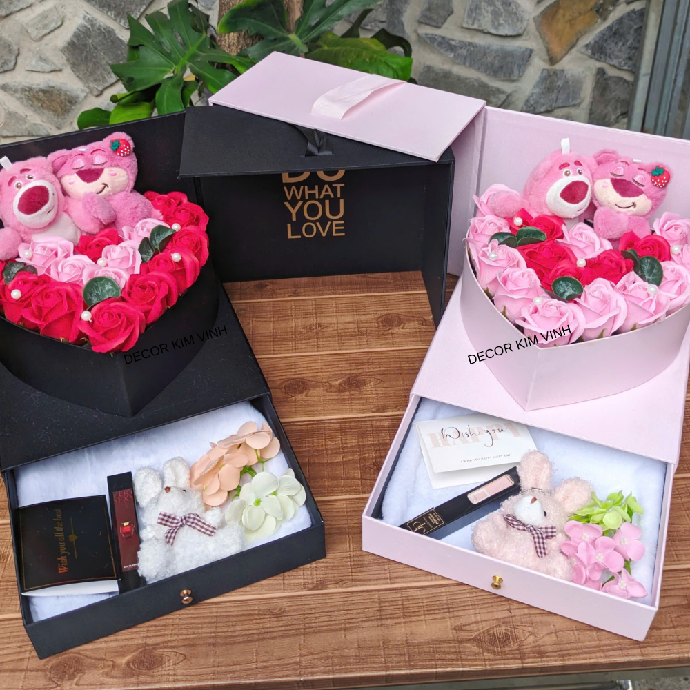 Hộp Hoa Hồng Sáp HH06 (Kèm Thiệp) Quà Tặng 8/3, Sinh Nhật, Valentine, Dịp Lễ