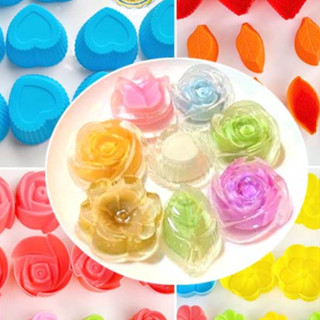 Set 20 khuôn silicon làm bánh rau câu 2 lớp mẹ con hoa hồng hoa mai trái tim lá (10 khuôn 5cm và 10 khuôn 3cm )