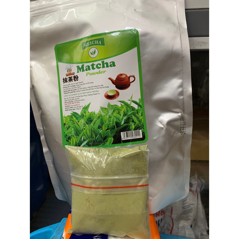 Bột trà xanh 100 gam túi zip (chia từ gói 500gr)
