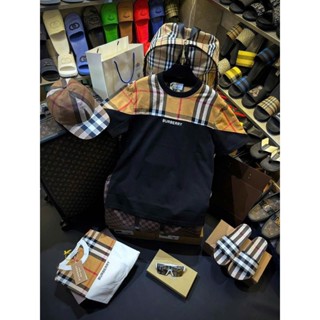 Áo thun bêbr nam nữ cao cấp phối CỔ VAI kẻ sọc in chữ, áo phông bbr nam chất cotton mới nhất 2025