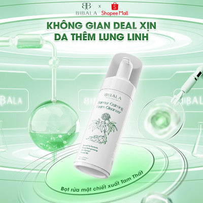 BIBALA Bọt rửa mặt chiết xuất Tam Thất làm sạch da BARRIER CALMING FOAM CLEANSER 150ML