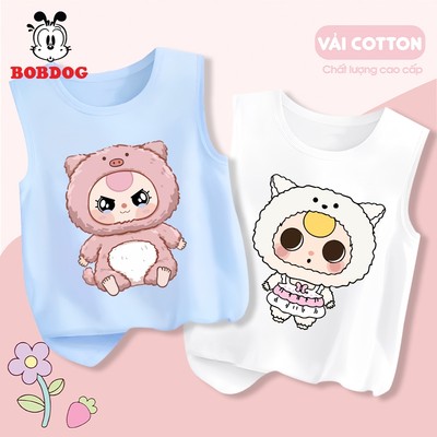 Áo thun cho bé gái BOBDOG, áo 3 lỗ chất cotton mỏng mát in hình Baby three mới nhất cho bé