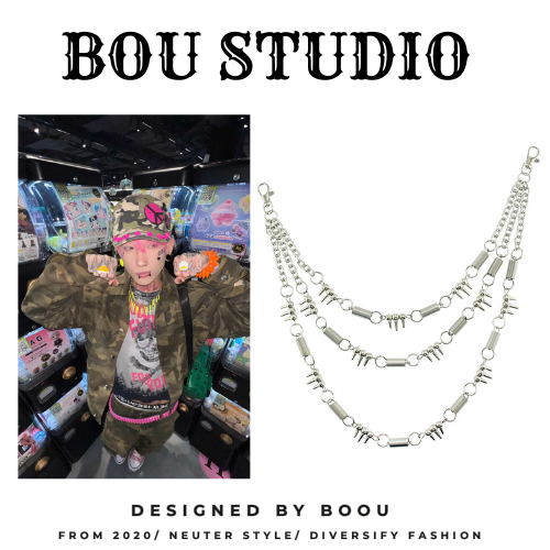 𝐁𝐎𝐔 𝐒𝐓𝐔𝐃𝐈𝐎 Xích quần 3 tầng hip hop kẻm gai punk phong cách cực chất charm quần phụ kiện kim loại kh