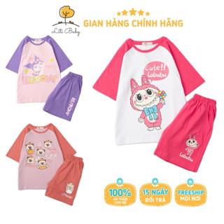 Đồ bộ bé gái, bộ quần áo cộc tay bé gái, bộ bé gái size đại 4-12 tuổi (20-48kg) Kuromi, Labubu LITIBABY, chất cotton mềm