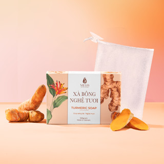 Xà bông nghệ Mela kèm túi tắm – Giúp sáng da và ngăn ngừa mụn 100g  ML16