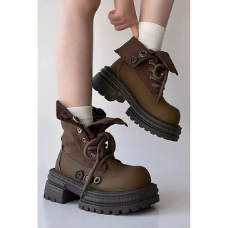  Giày boot nữ martin cổ bẻ đế đinh cao cá tính Giày bốt nữ martin cao cấp - N15 